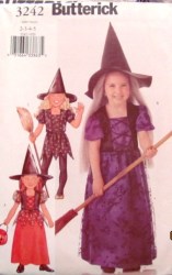 3242 GIRLS SS WITCH COSTUME DRESS LENGTHS,HAT PATTERN 2-5